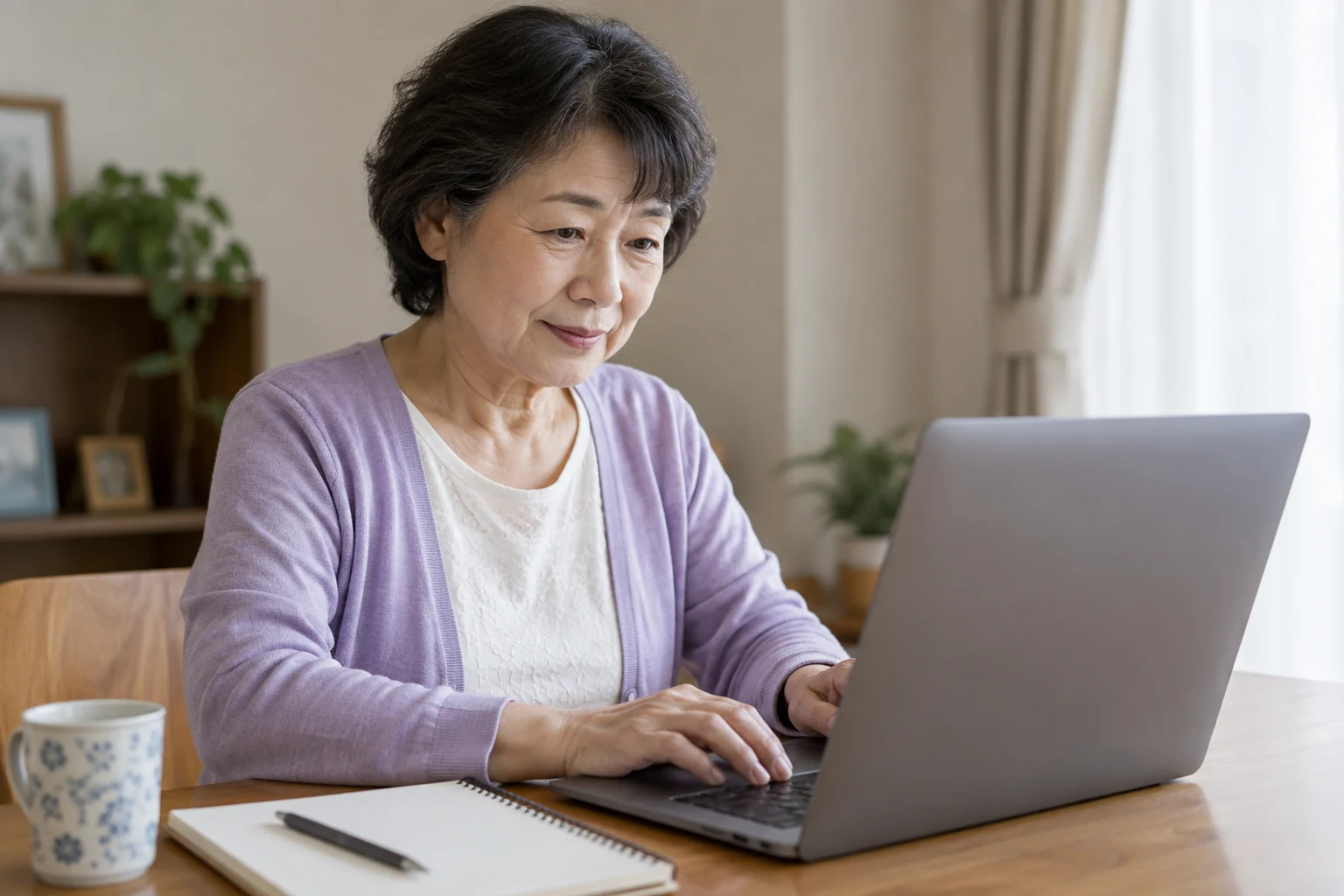 日本人女性が在宅求人のパソコン操作を小さな作業に分けて確認する