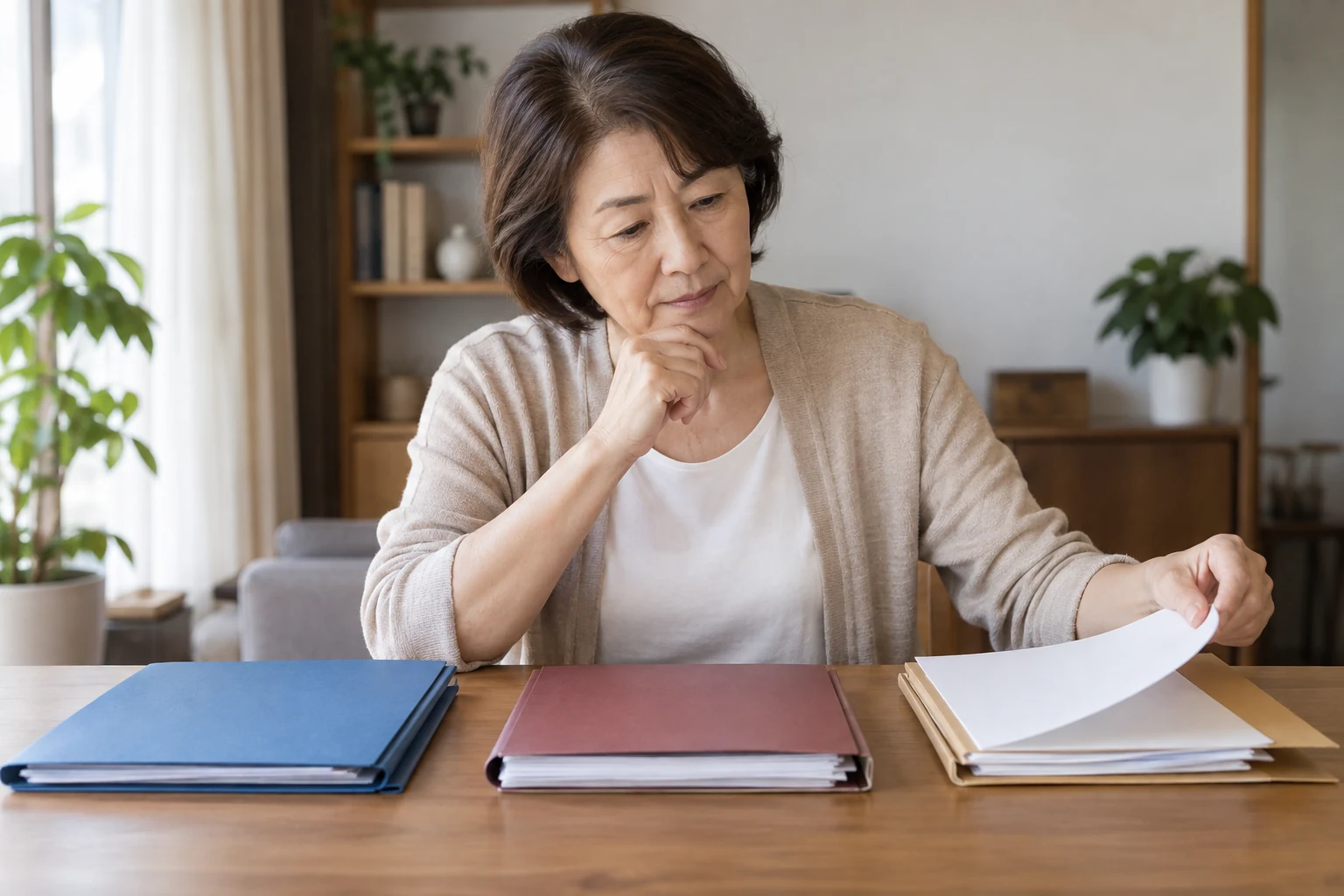 日本人女性が雇用契約と業務委託と内職の資料を分けて比較する