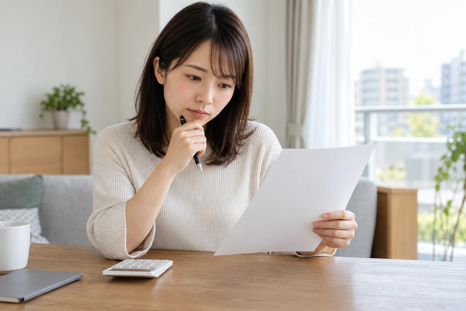 日本人女性が礼金の金額と契約条件を確認する