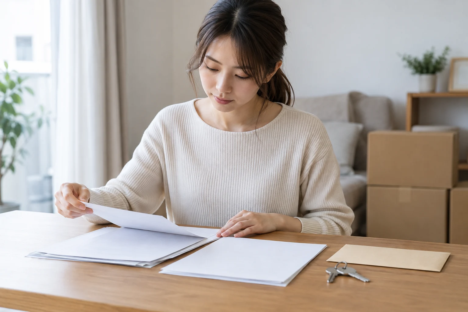 日本人女性が退去時の敷金精算の流れを確認する