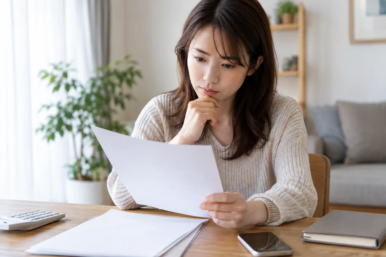退職代行の契約条件と費用を確認する日本人の利用者の手元