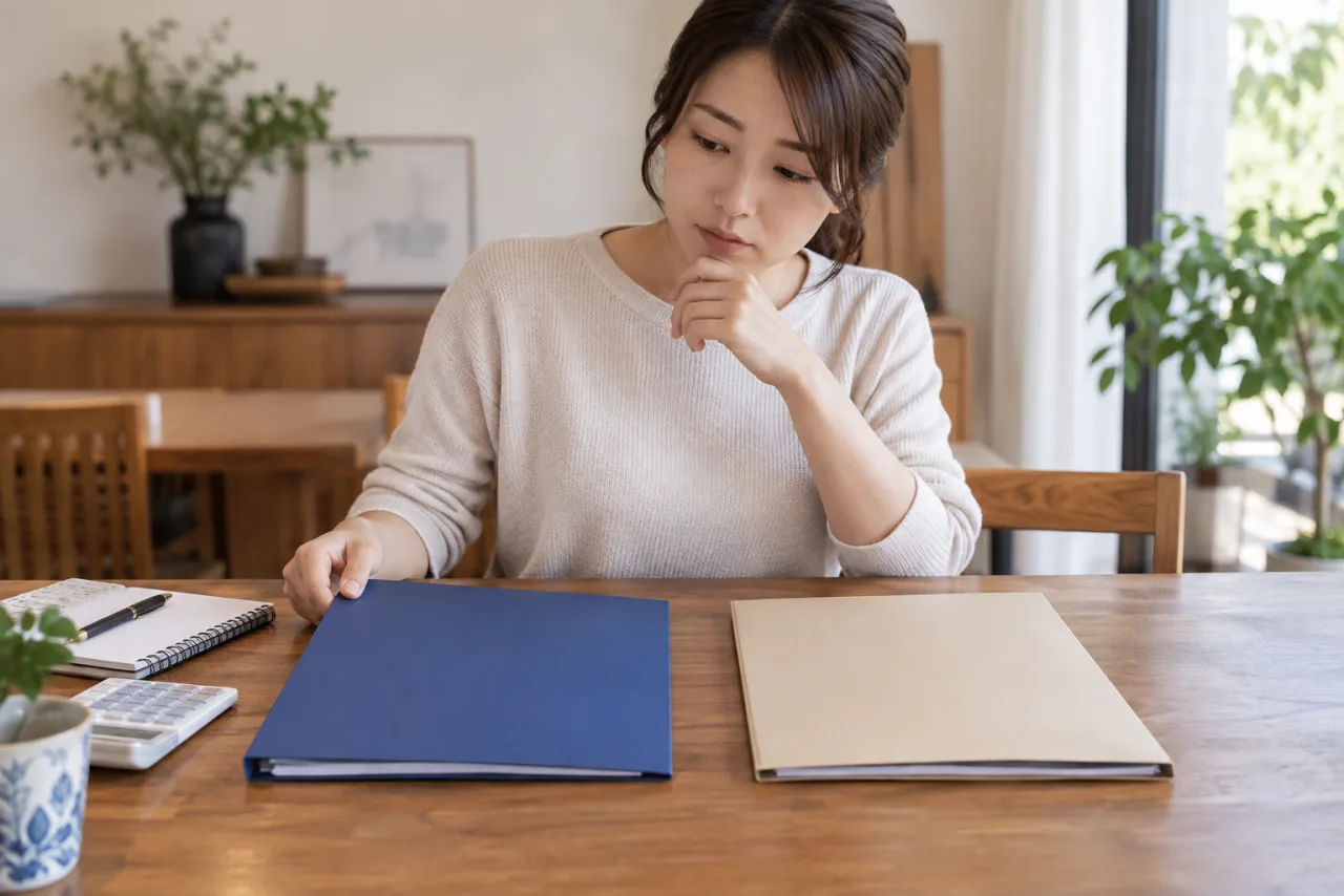 日本人女性が7日間の待期期間と失業給付の手続きをカレンダーで整理している