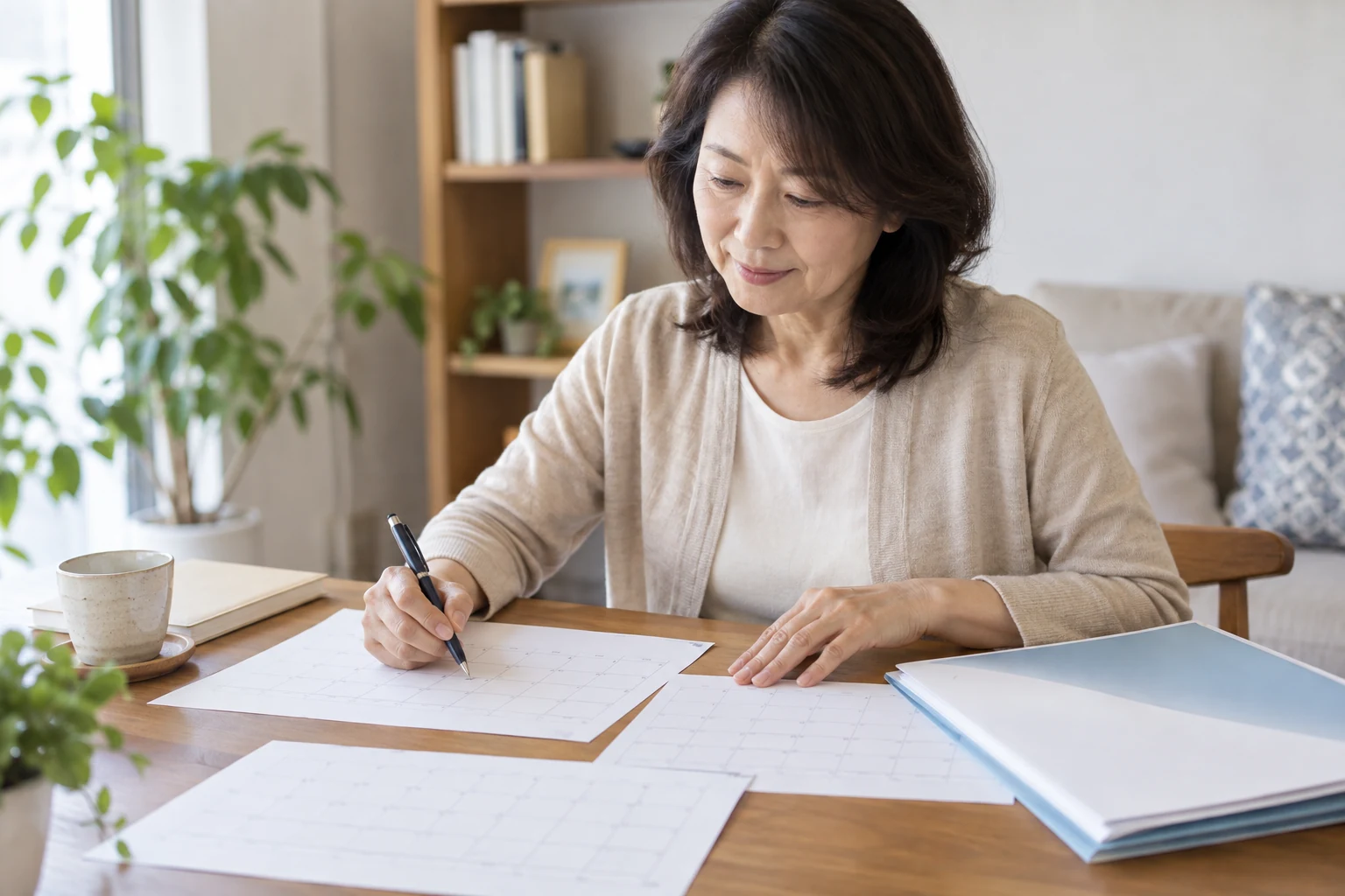 日本人女性が離職日から教育訓練の受講開始日までを時系列で整理する