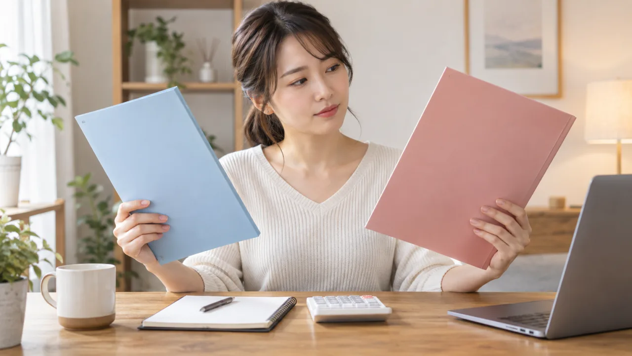 日本人女性が宅建通信講座の質問対応と講師への聞き方を確認している様子