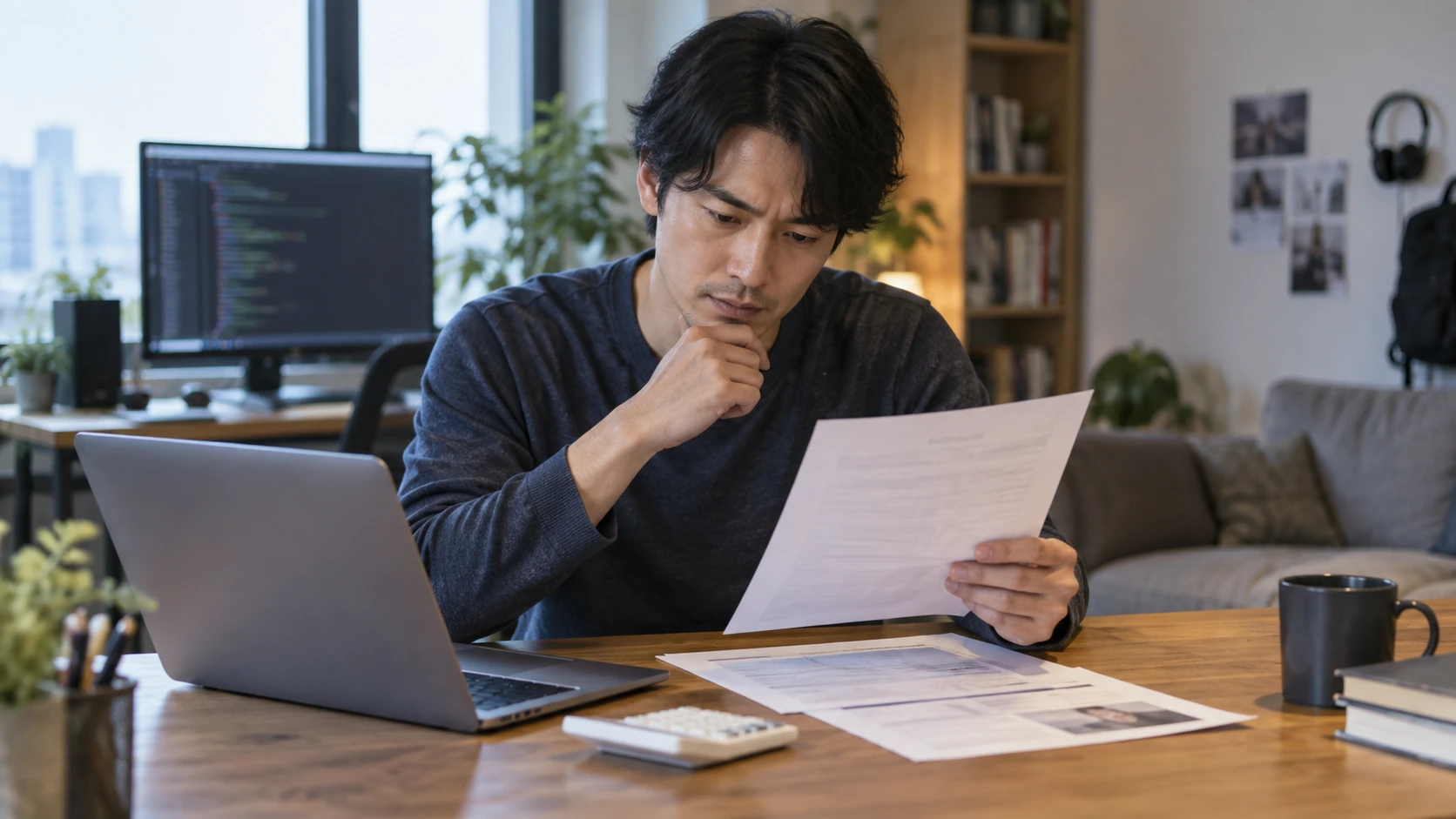 プログラミングスクールに申し込む前の費用と期間と契約条件を最終確認する様子