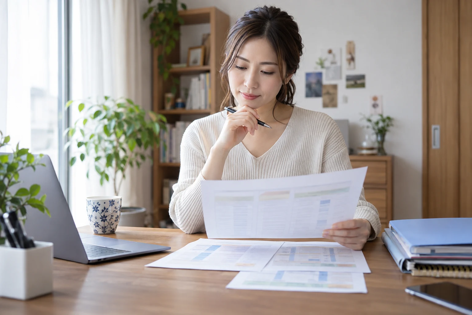 対象講座の指定情報と受給資格を申込み前にチェックしている女性