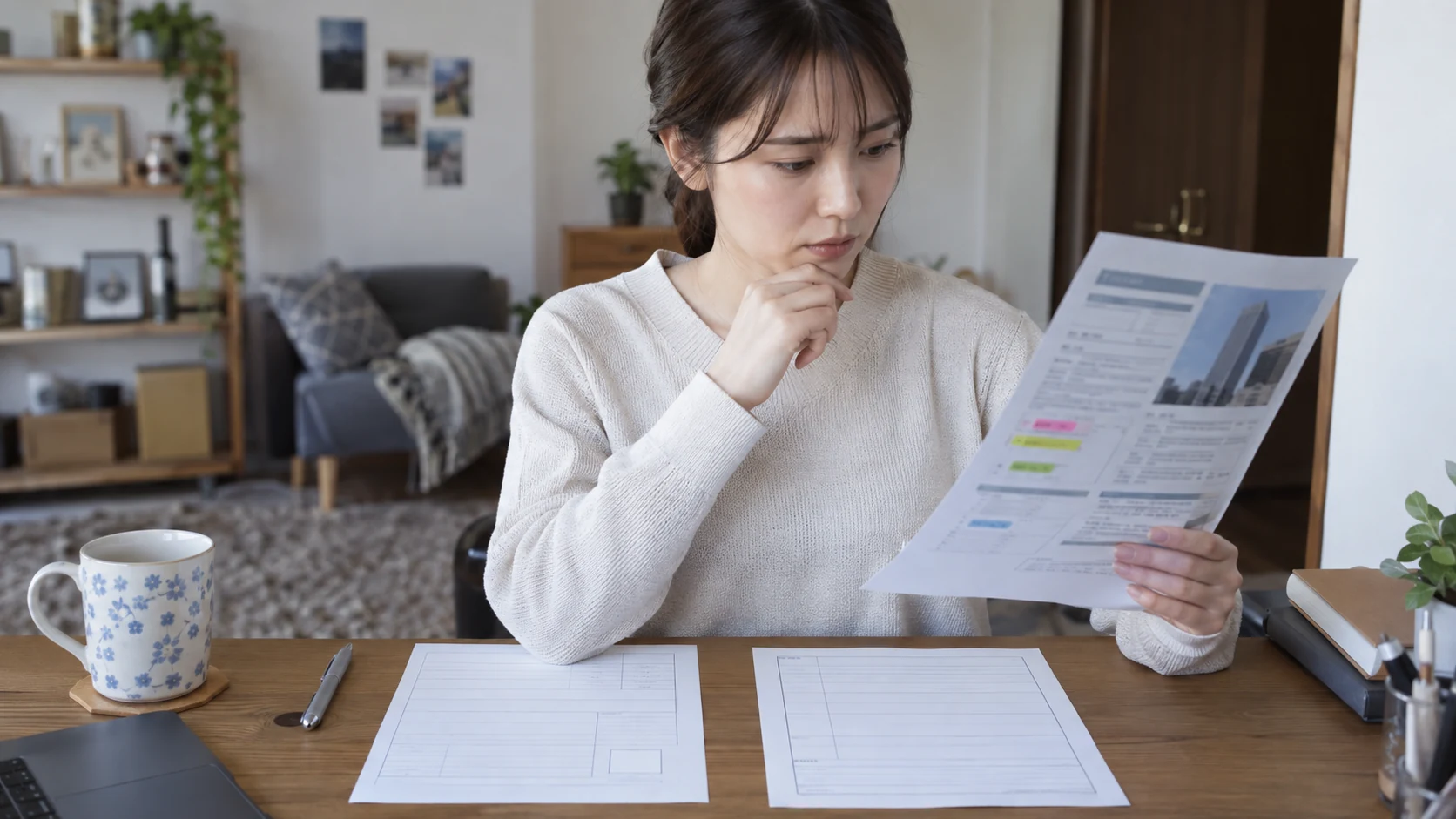 職務経歴や応募内容を確認する日本人女性
