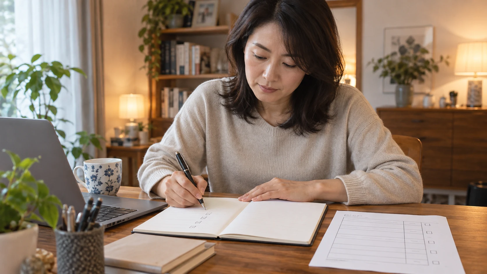 求人の応募条件と提出書類を確認する日本人女性