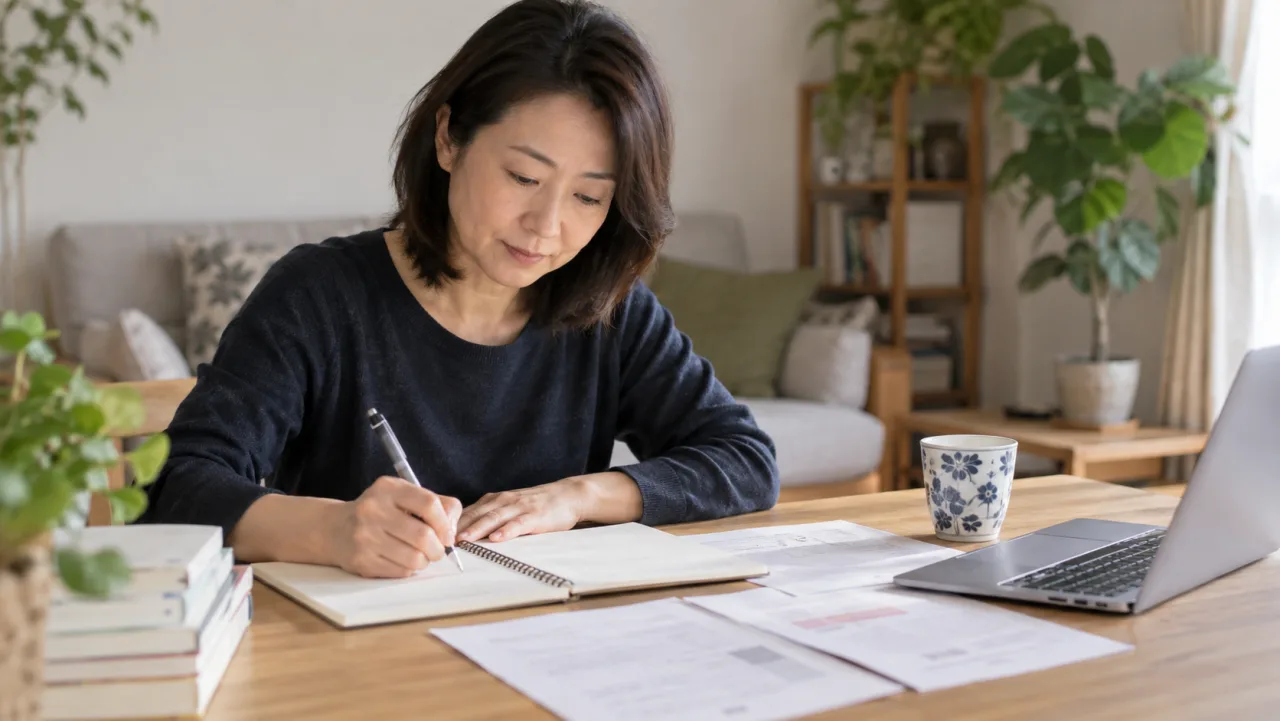 日本人女性が応募先で生かせる経験と入社後に学ぶことを整理する様子