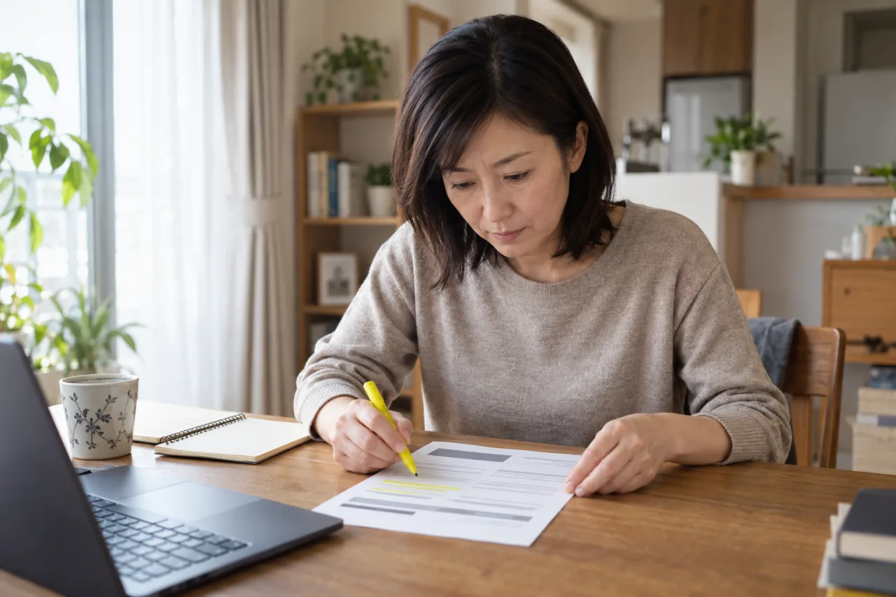日本人女性が求人票から自己PRに使える業務内容を拾っている