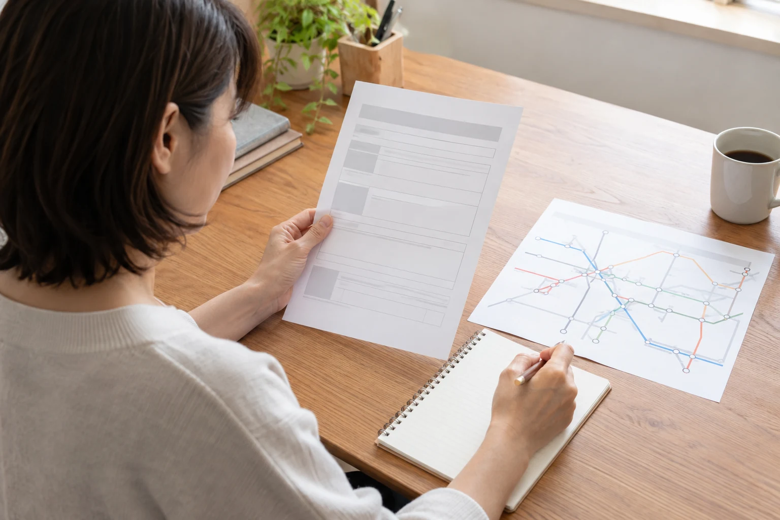 日本人女性が勤務地と通勤条件を求人票で確認する
