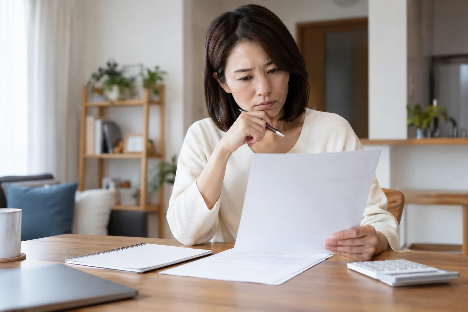 日本人女性が求人票の給与条件を確認する