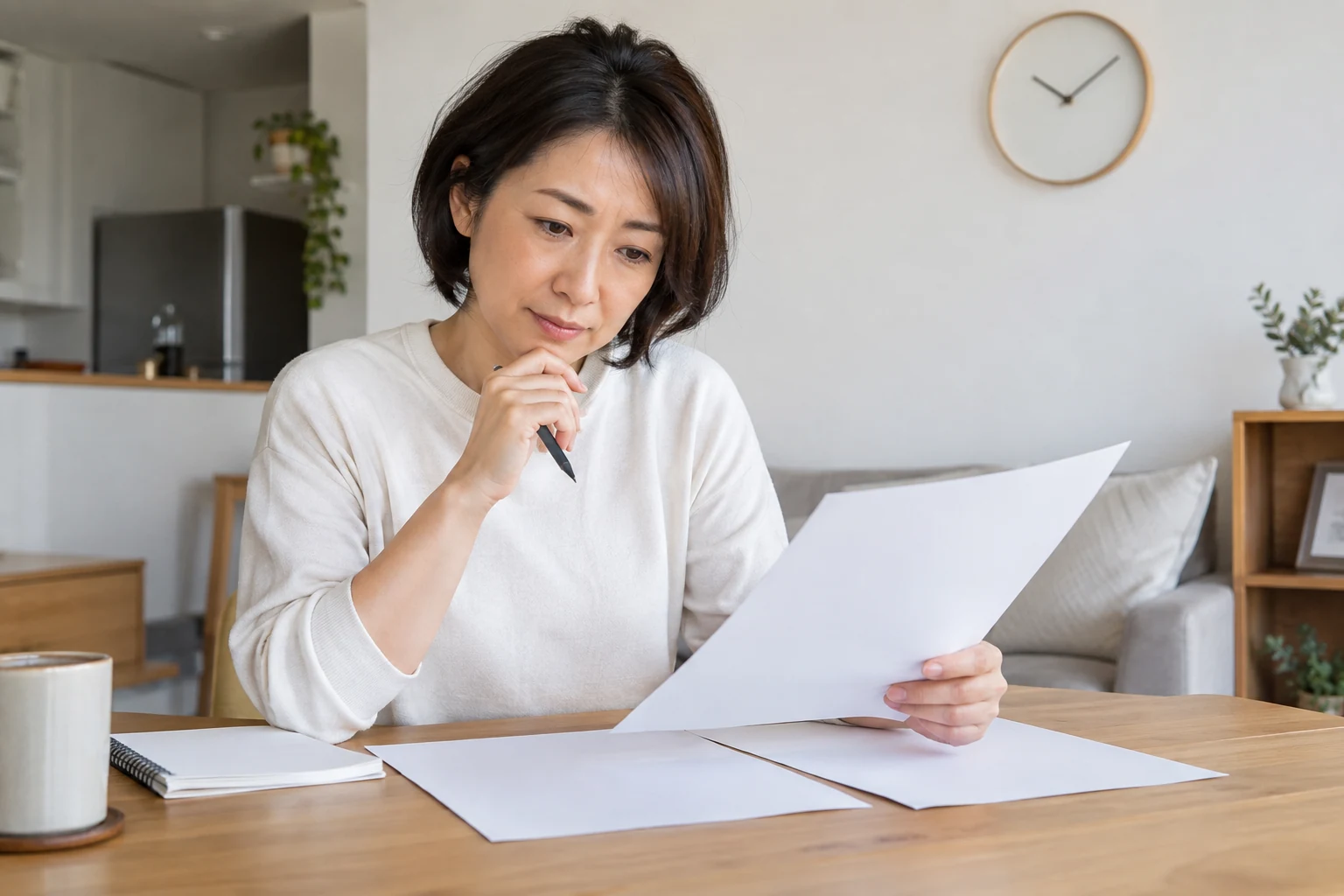 日本人女性が勤務時間と残業の希望を確認する