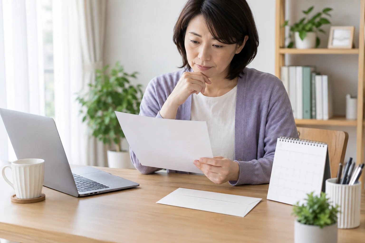 日本人女性が応募先の履歴書郵送指定と締切を確認する