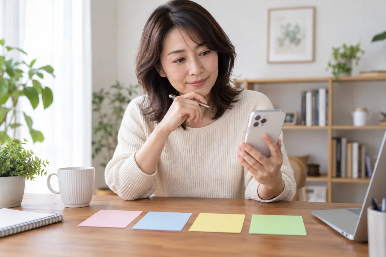 自宅でスマホ副業の選択肢を作業時間と費用と責任で比べる日本人女性
