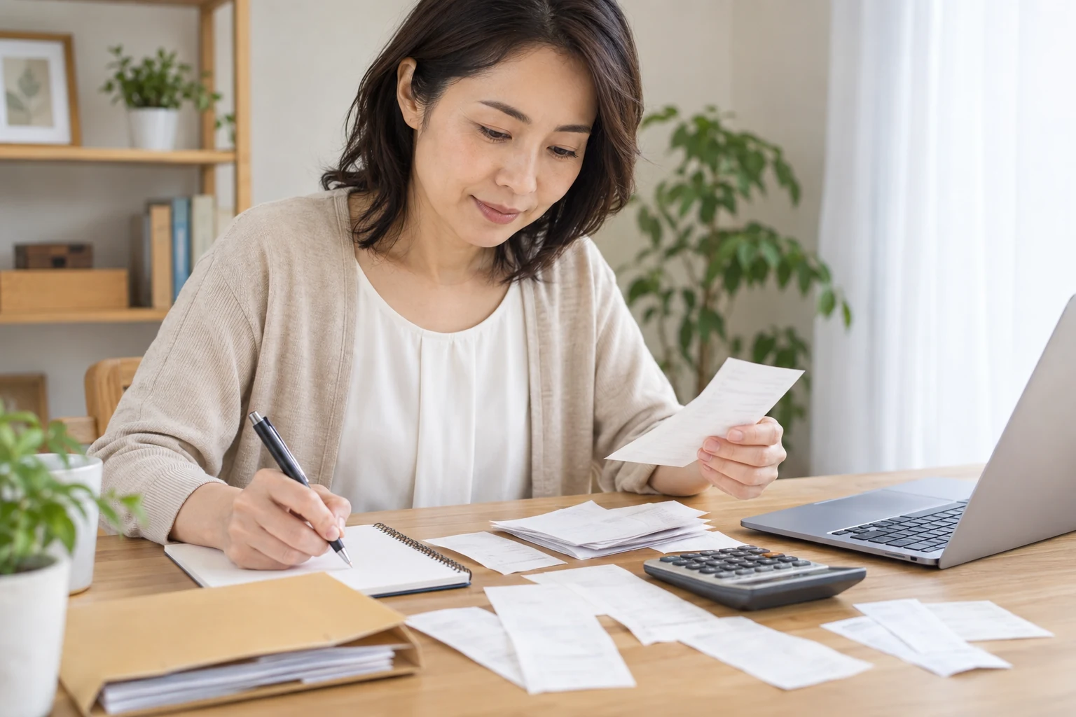 副業に使う資料と勤務先に関する情報を分けて保管する女性のイメージ
