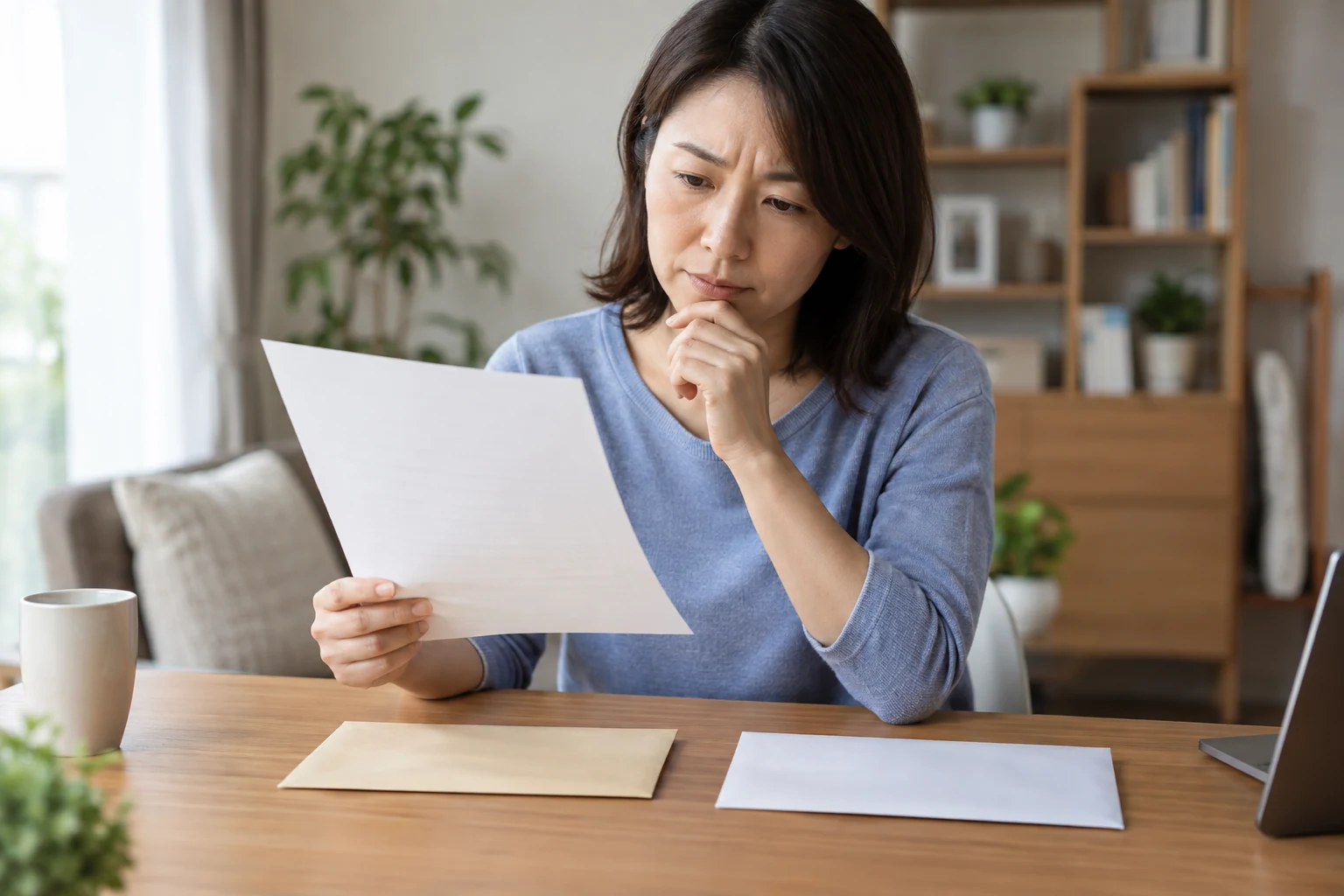 日本人女性が住民税の特別徴収と普通徴収の選択欄を確認する
