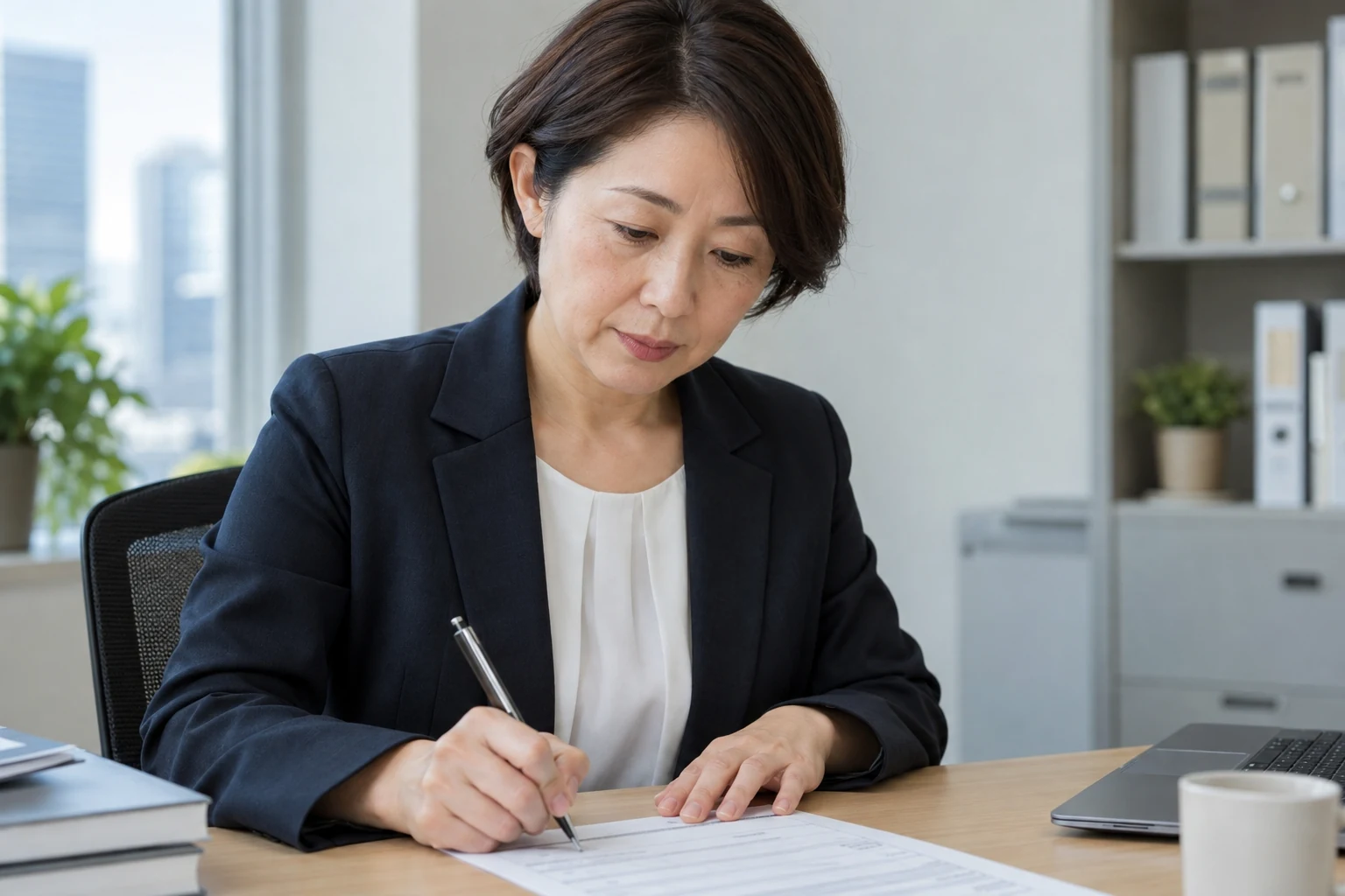 副業の仕事内容と勤務時間を申請書へ記入している様子
