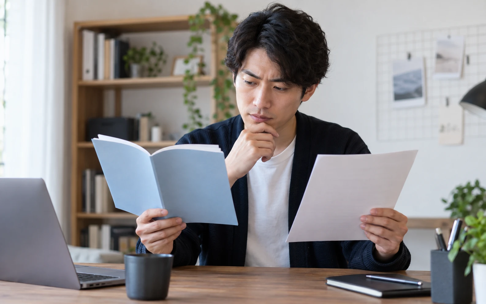 住民税申告書の所得欄と控除欄を確認する日本人会社員