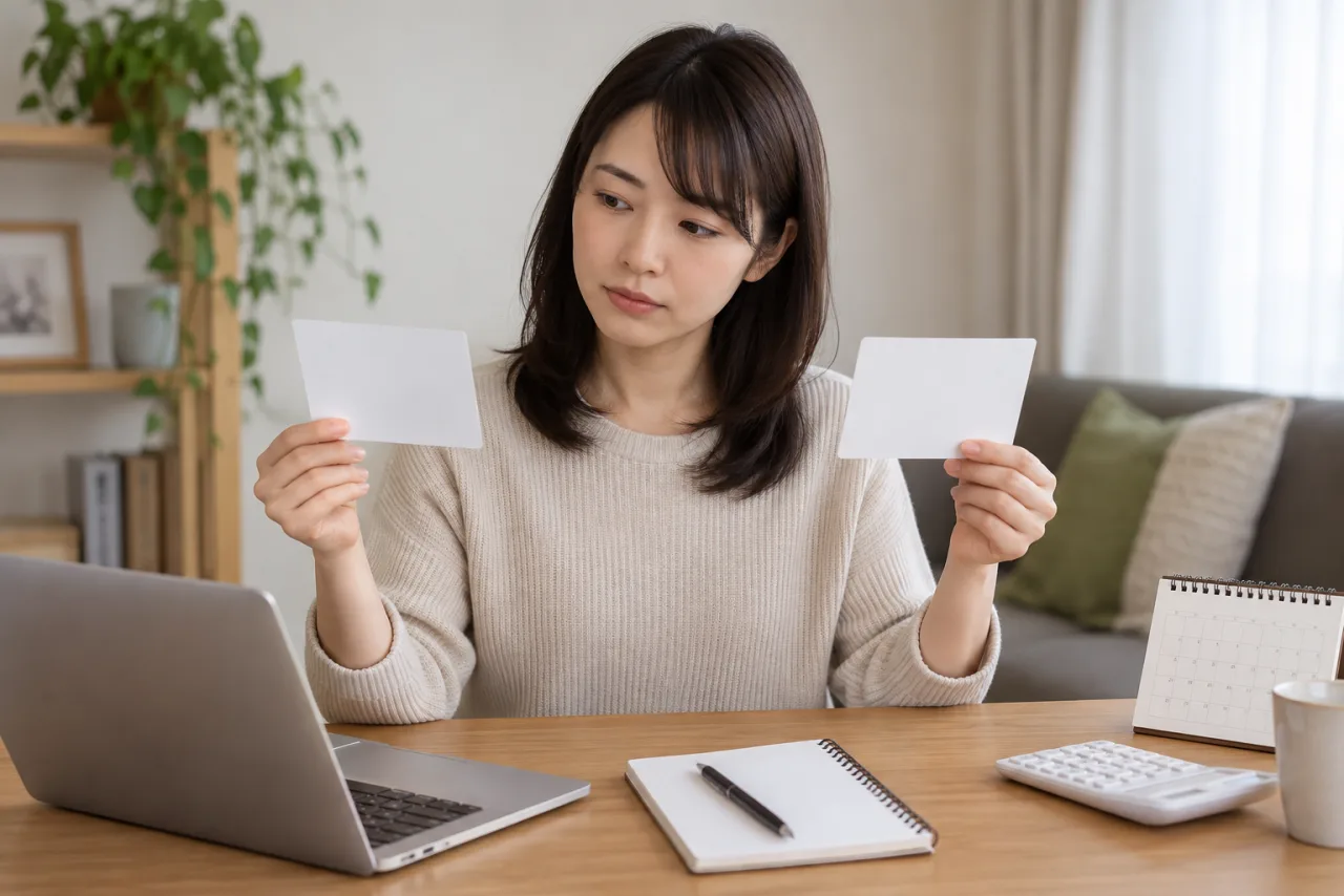 日本人の女性が所得税と住民税の確認先を別々のメモに整理する
