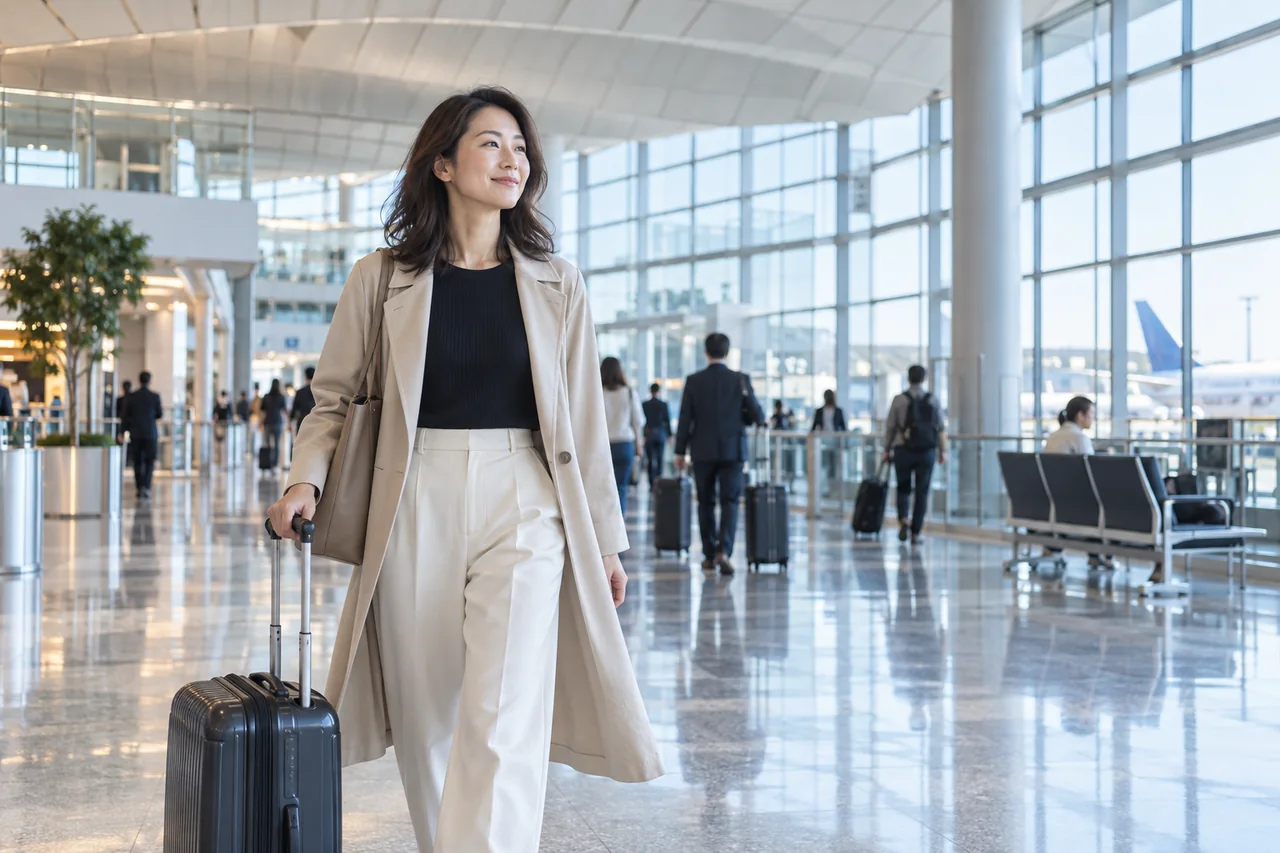 海外一人旅の帰国日にホテルから空港へ戻り搭乗口を確認する場面