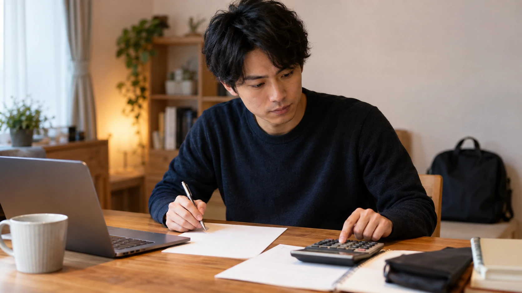 雇用条件の契約期間と更新欄を確認する様子