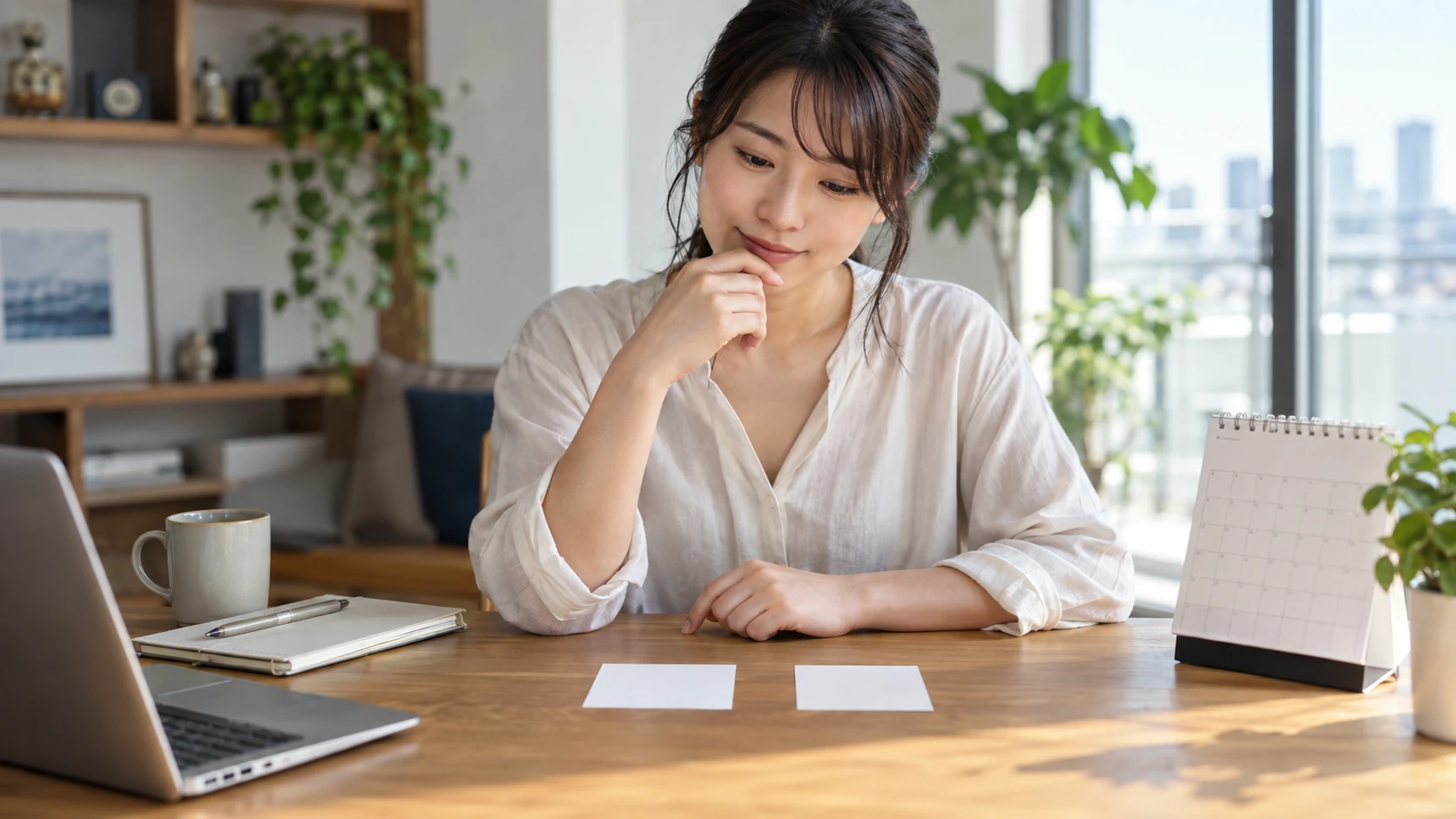 パートと契約社員の働き方を選ぶ様子