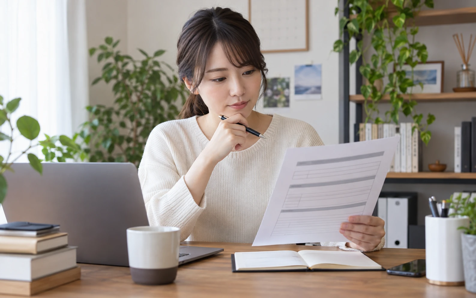 発注書で業務内容や納期と報酬の記載を確認する日本人フリーランス