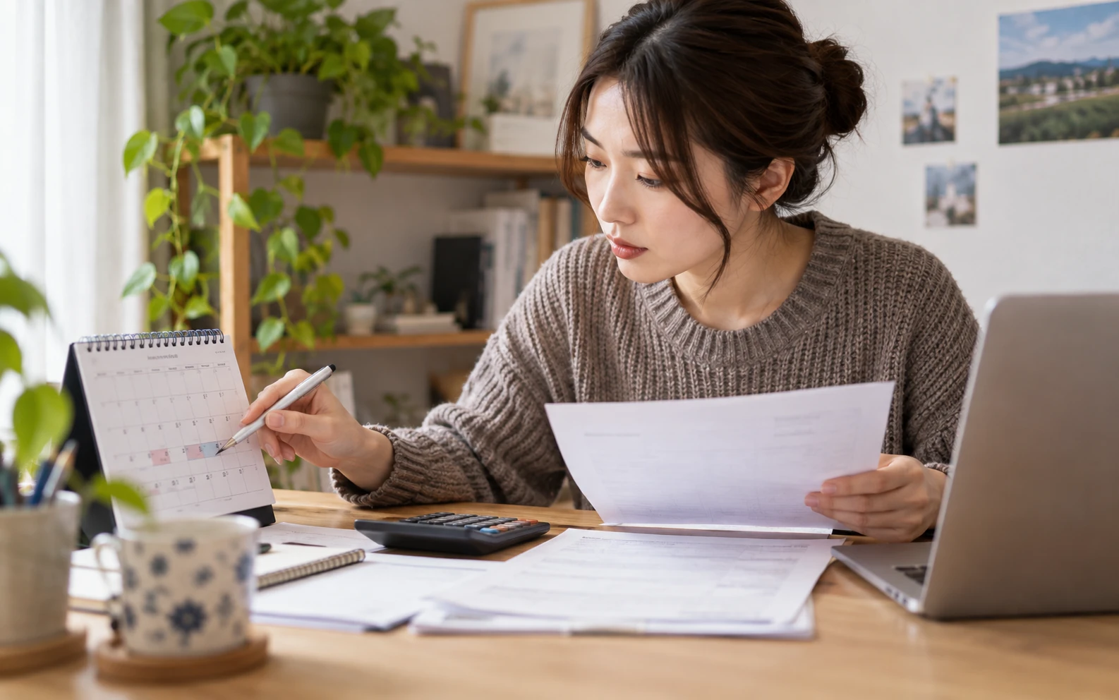 報酬の支払期日と納品日をカレンダーで照合する日本人フリーランス