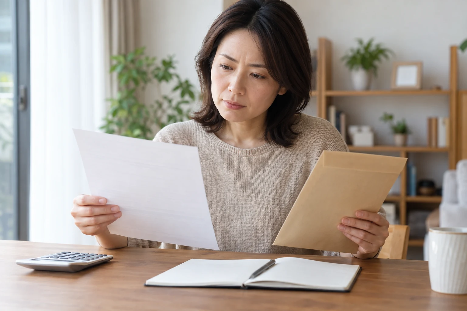 日本人女性がパート先から受け取った扶養控除等申告書の目的を確認する