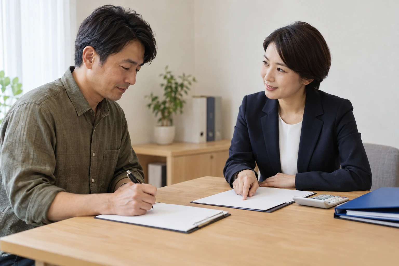 個人事業主が税務の相談をする場面