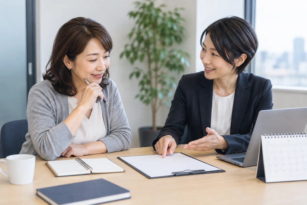 日本人女性が自宅で水分と食事をそばに置き、スマートフォンを伏せて休養している様子