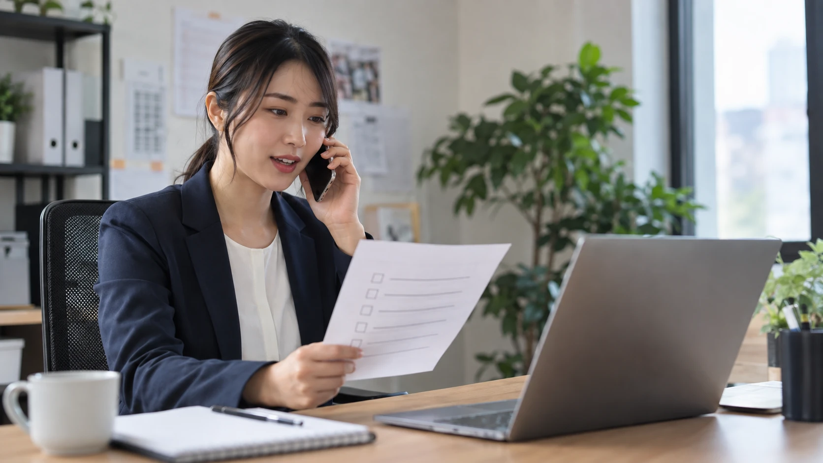 人事担当者へ休職手続きを連絡する様子