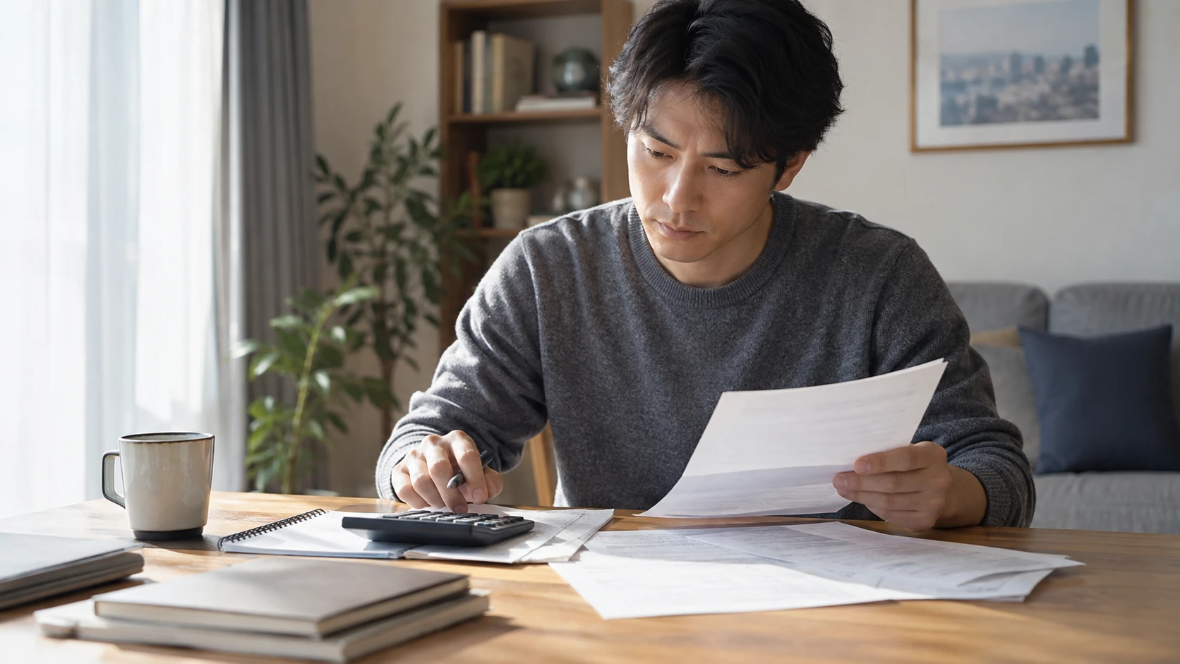 休職期間と生活費を確認する様子