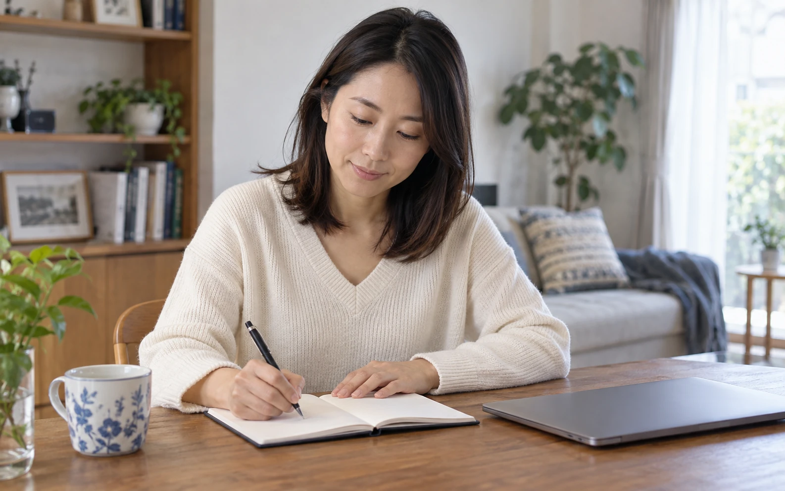 疲れを感じる日本人会社員が安全と体調をメモしている