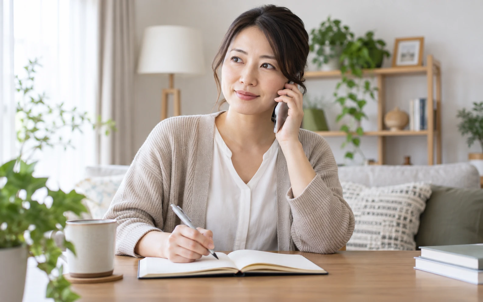 社外の相談窓口へ連絡する準備をする日本人会社員