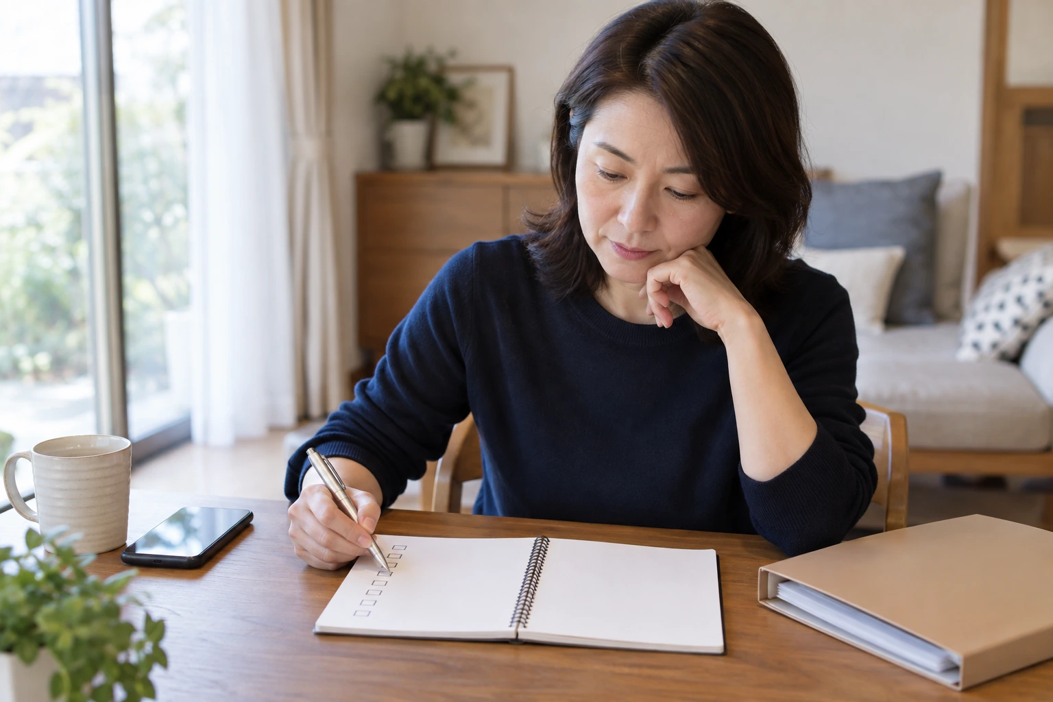 休職の連絡と相談先を一週間のチェックリストで整理する女性